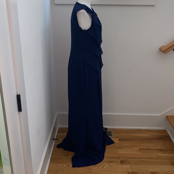 NWOT Carmen Marc Valvo Asymmetrical Chiffon Gown - Picture 10 of 14